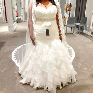 Women's Mermaid style Ivory color size 18 wedding Dress  from (David's Bridal)